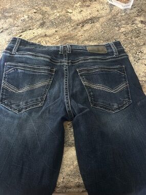 BKE Dark Indigo Straight Jeans with Contrast Stitching